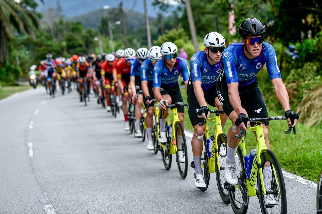 ARA Pro Racing Sunshine Coast at the front of the peloton on stage 1 of Petronas Le Tour de Langkawi 2022