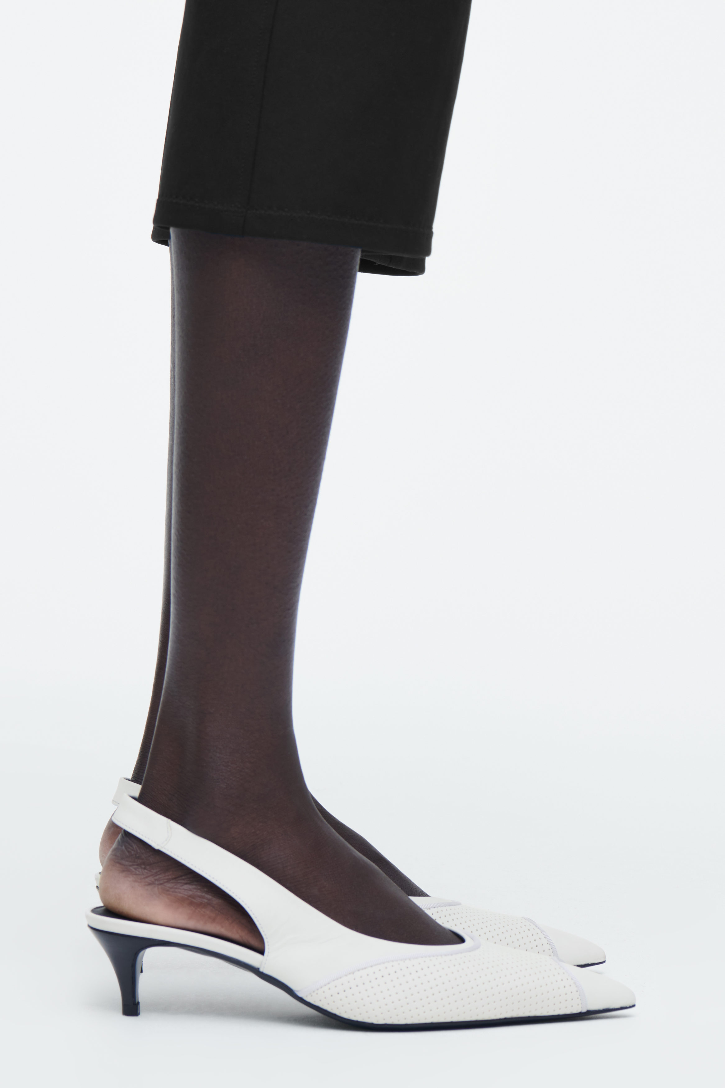 Perforated Leather Slingback Heels