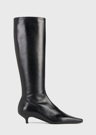 The Slim Knee-High Boot Black Leather/suede