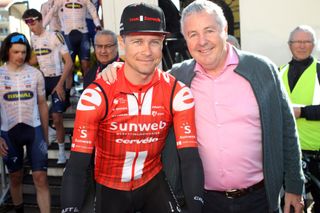 Sunweb’s Nicolas Roche and his father – and 1987 Tour de France winner – Stephen Roche at the 2020 Tour des Alpes Maritimes et du Var