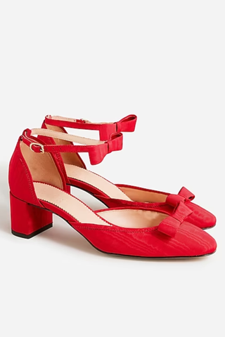 J.Crew Millie bow ankle-strap heels in moiré