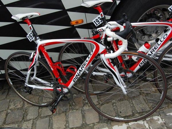 The other half of the Caisse d'Epargne team set forth on their usual Pinarello Prince road bikes.