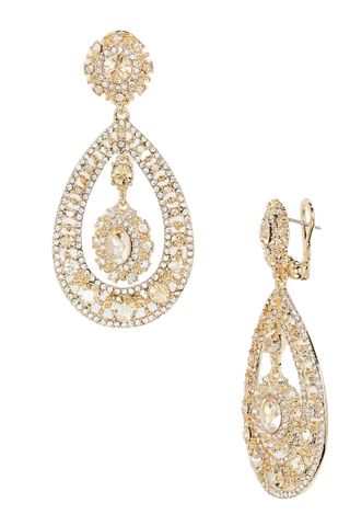 Pavé Crystal Filigree Teardrop Earrings