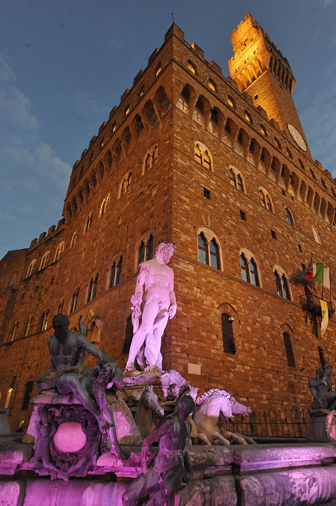 The statue of Neptune in front of the Palazzo Vecchio in Florence