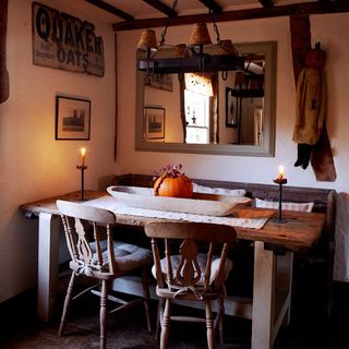 dining table with halloween decoration