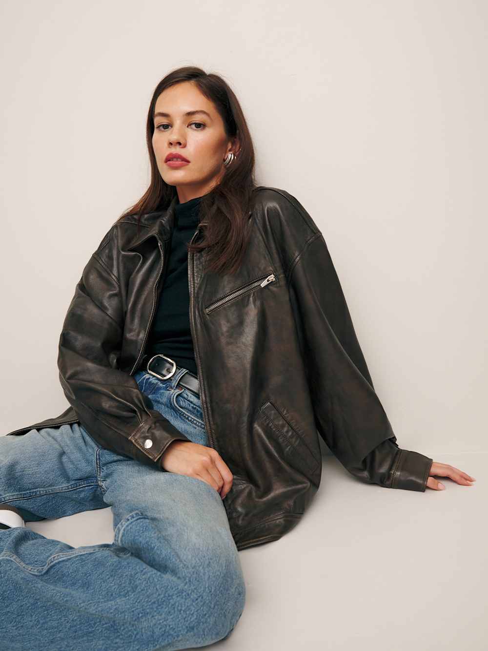 Veda Marco Leather Oversized Bomber