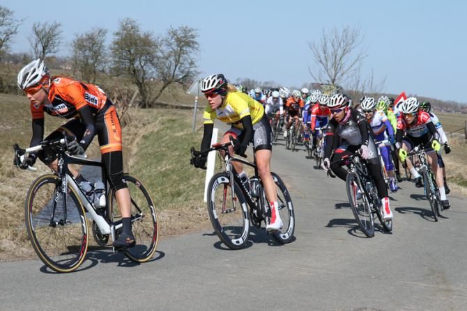 Adrie Visser leads race leader Ellen Van Dijk