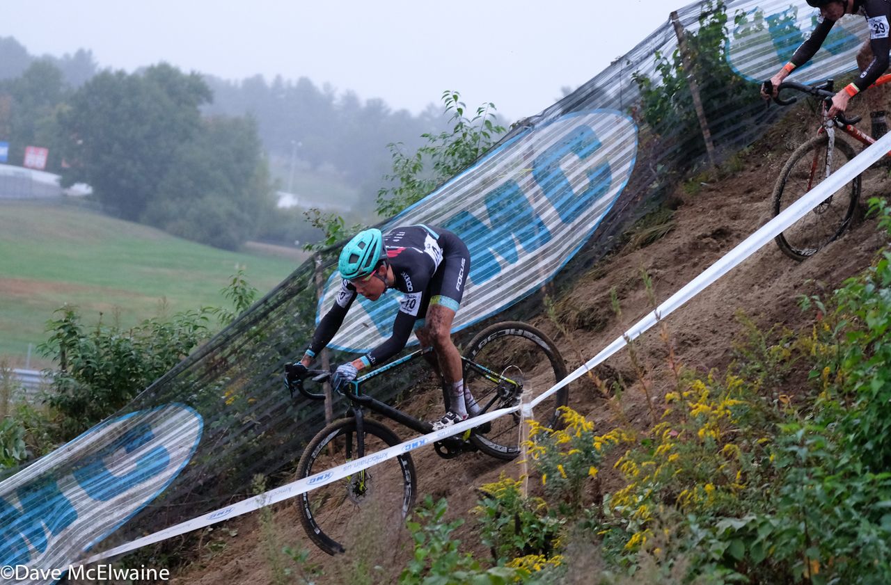 Jeremy Martin (Focus) riding a sketchy descent that was the site of many crashes