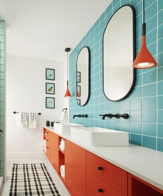 blue and orange bathroom