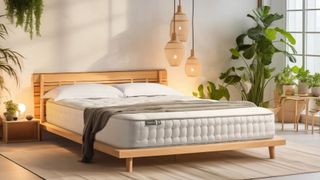 A Simba Earth Escape sustainable hybrid mattress in a bedroom