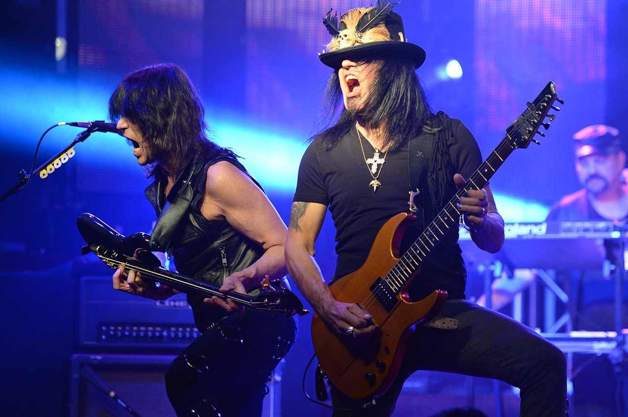 Rudy Sarzo (left) and Robert Sarzo performing onstage at The Culture Room in Fort Lauderdale, Florida on January 13, 2014