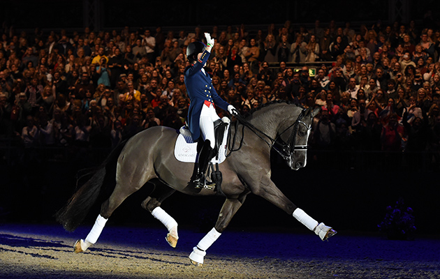 Charlotte Dujardin and Valegro during Valegro retirement ceremony during the Olympia International Horse Show at Olympia, London, UK; on 14 December 2016