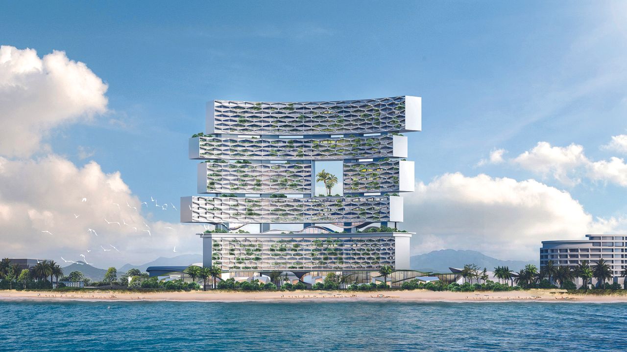 Ole Scheeren’s architecture: illustration of Sanya Horizons on China’s Hainan Island 