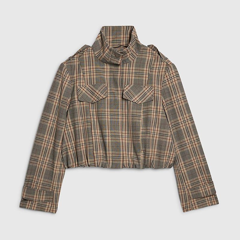 River Island , Petite Grey Funnel Neck Bomber Jacket