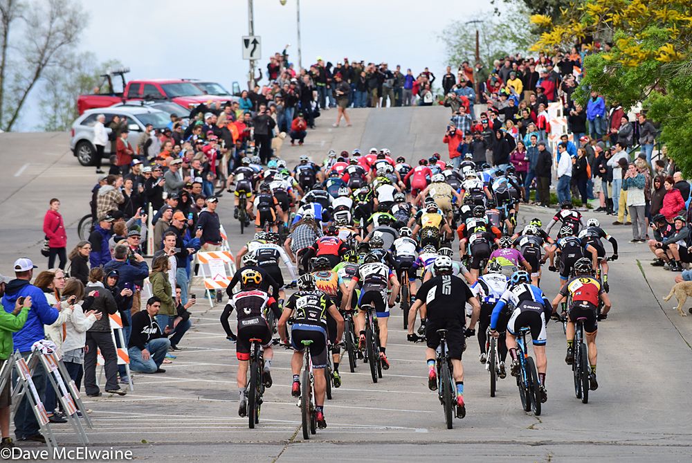 The pro men make their way up the head wall for the first time