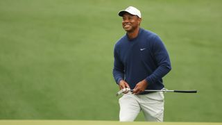 Tiger Woods during a practice round ahead of the 2023 Masters