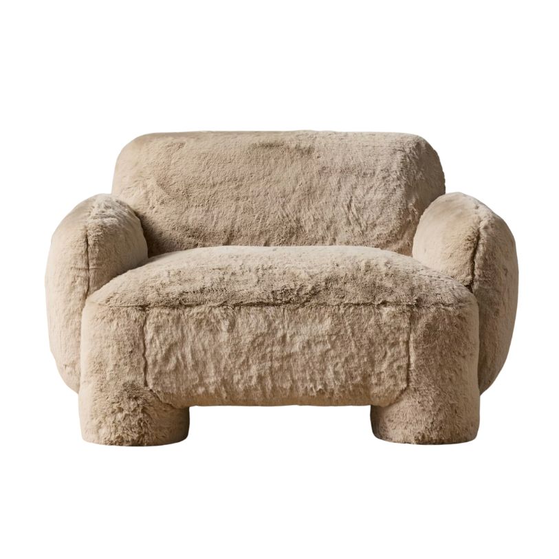 Joon Loloi, Magnus Chair in Bolton Pewter Faux Shearling