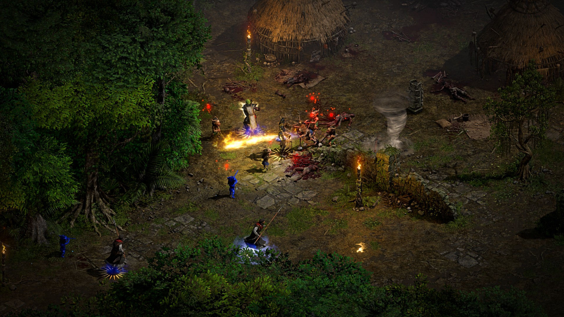Diablo 2 Resurrected players battle on a field