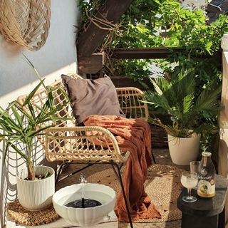 Small balcony with boho decor