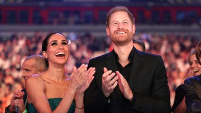 rince Harry, Duke of Sussex, and Meghan, Duchess of Sussex attend the closing ceremony of the Invictus Games Düsseldorf 2023 at Merkur Spiel-Arena on September 16, 2023 in Duesseldorf, Germany. 