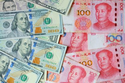 American and Chinese money.