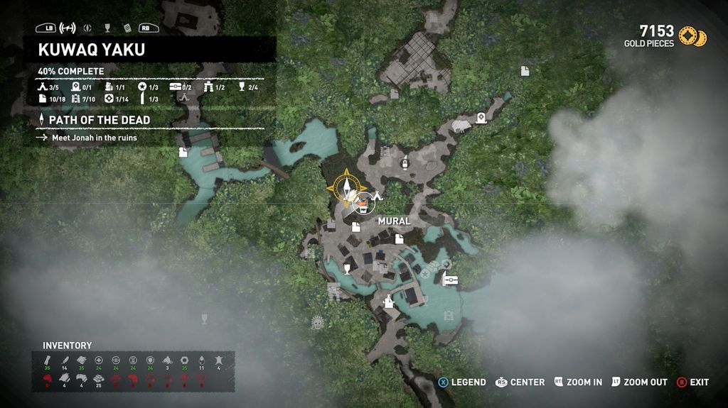 Kuwaq Yaku mural, relic, map and backpack locations Complete Shadow