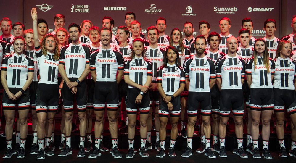 All the 2018 Team Sunweb riders came together for the team presentation in Berlin