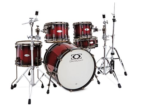Cardiac Burst finish is one of two high-gloss lacquer options on the Drumcraft Series 8 Maple Kit.
