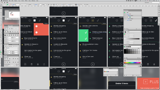 View of the main Illustrator work file for the Swipes UI