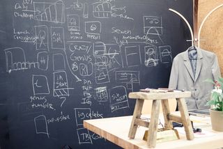 Joe's office features a giant chalkboard, which he uses like a sketchpad to develop his ideas