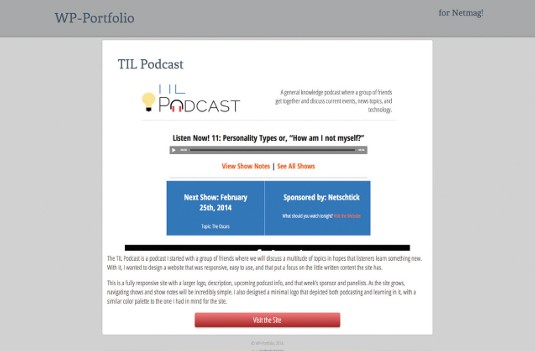 The single project view. The project reduces in width as the page grows to keep the text easy to read