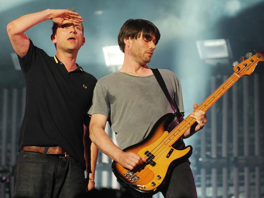 Blur&#039;s Damon Albarn and Alex James at Glastonbury 2009