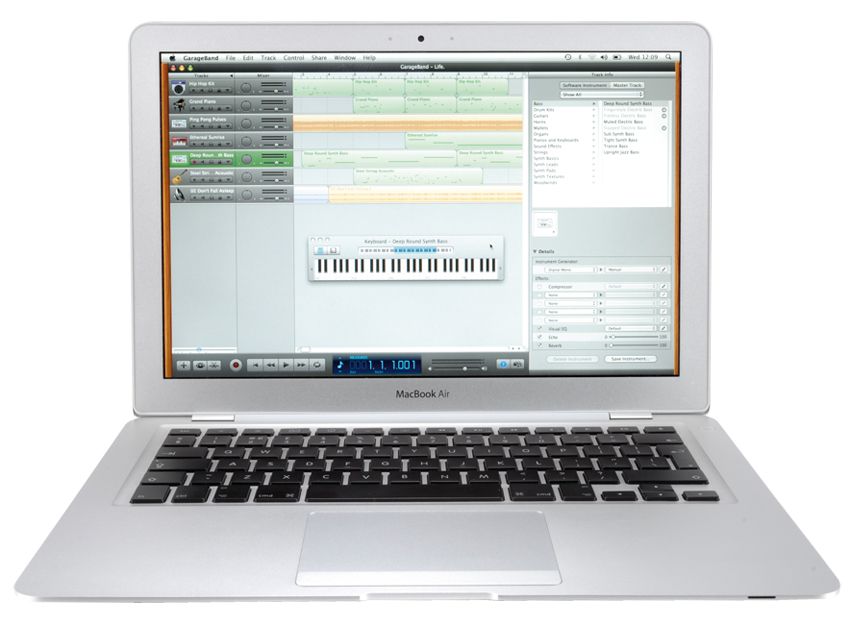 The MacBook Air features a widescreen LCD display