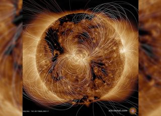 The sun is a ball of invisible, electromagnetic explosions. This stunning ultraviolet image taken by NASA's Solar Dynamics Observatory models what those swirling electric field lines actually look like.