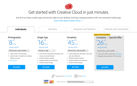 Viewed on a Mac, on Chrome, the full plan costs £45.99 but...