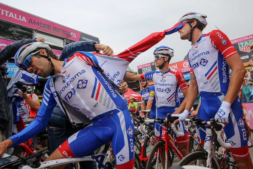 Thibaut Pinot at the end of the Giro's stage 20