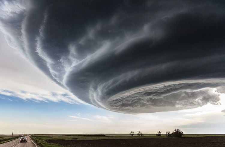 This supercell brewed over Julesberg, Colorado. The storm produced hail and rain, but never developed into a full tornado.