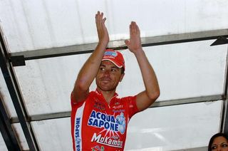 Luca Paolini (Acqua & Sapone-Caffè Mokambo) on the podium after his Coppa Bernocchi win.