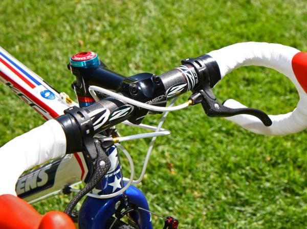 TRP's top-mount brake levers add minimal weight with their pared-down clamps and carbon fiber blades.