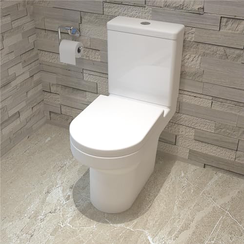 Myb Close Coupled Toilet Rimless Modern Ceramic Soft Close Seat Cistern, White