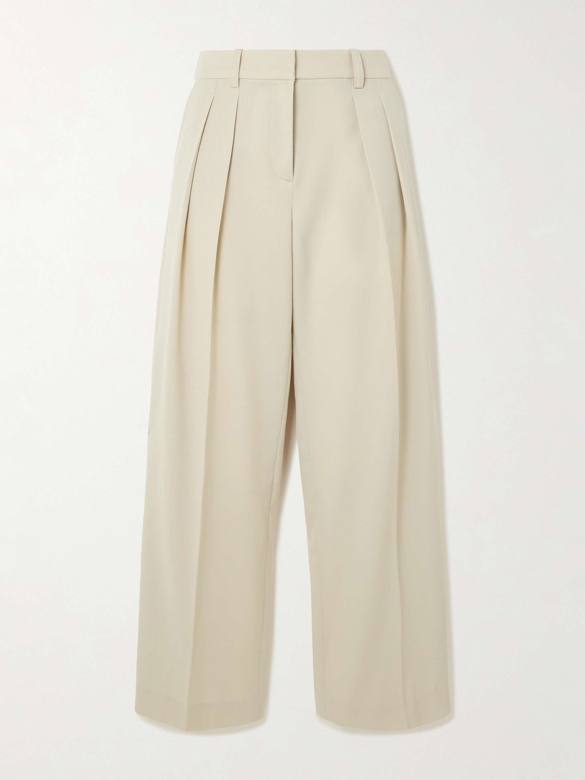 Daytona Pleated Grain De Poudre Wide-Leg Pants