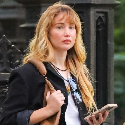 Jennifer Lawrence was spotted in NYC wearing Fall 2025's pointed ballet flats trend and a Loewe bag