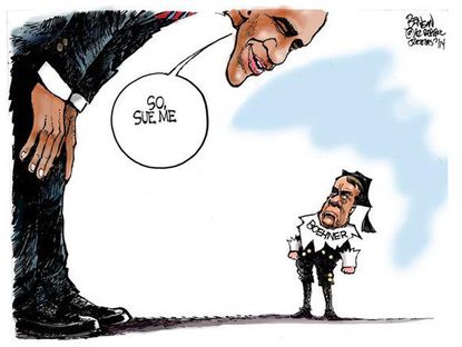 Obama cartoon Boehner Obama sue