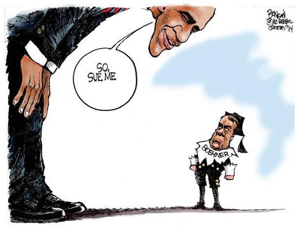 Obama cartoon Boehner Obama sue