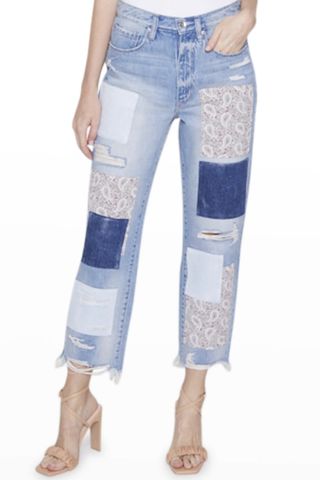 Paisley Patchwork Straight Leg Jeans