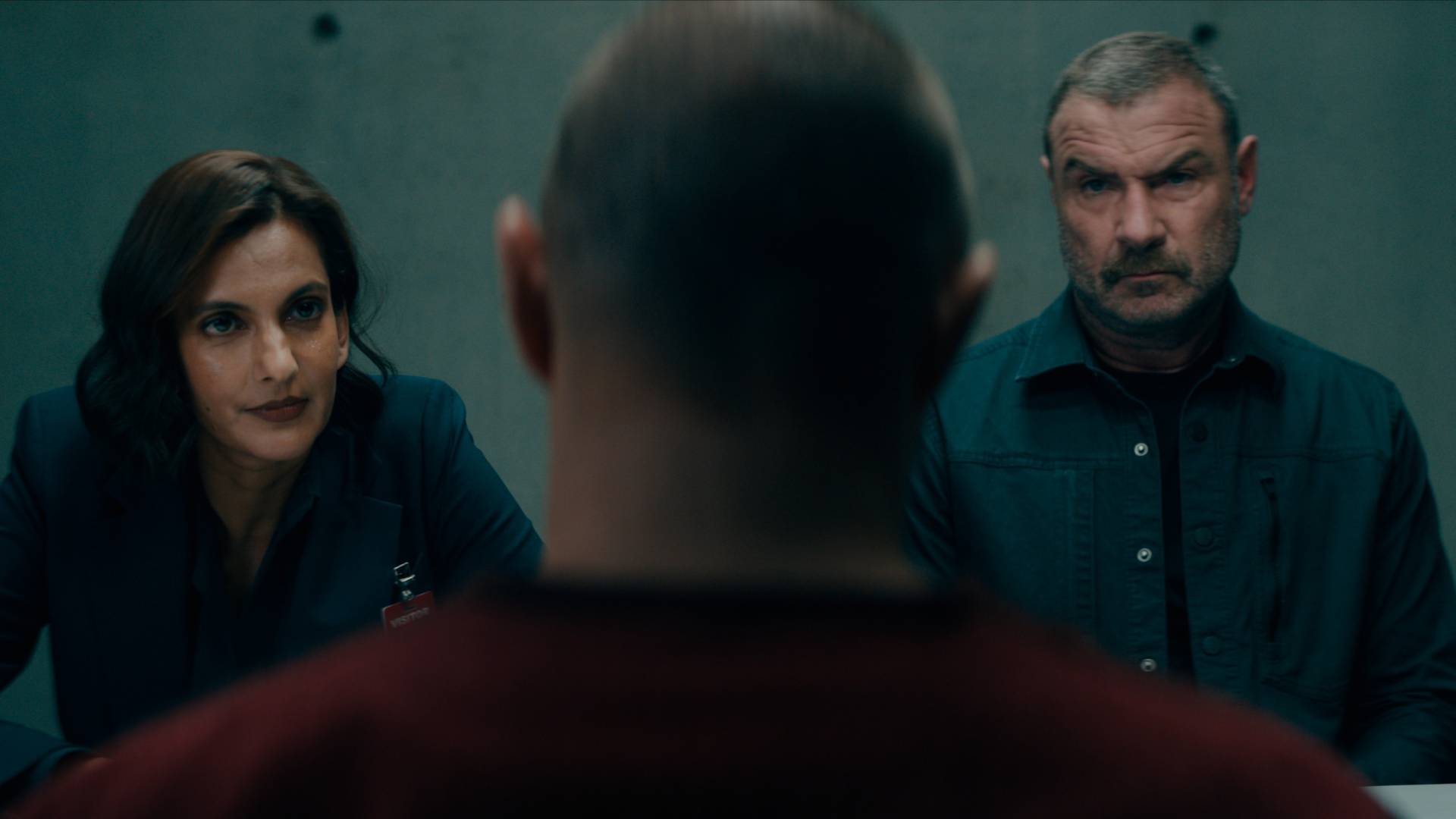(L to R): Poorna Jaganathan, Stephen Graham and Liev Schreiber in Nocturne