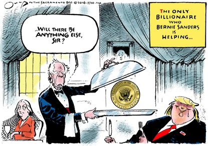 Political cartoon U.S. Bernie Trump 2016