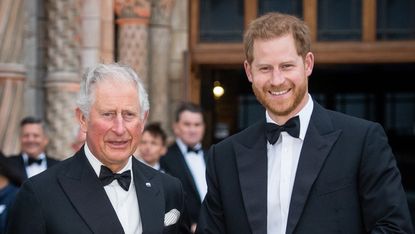 rince Charles, Prince of Wales and Prince Harry, Duke of Sussex attend the "Our Planet" global premiere at Natural History Museum