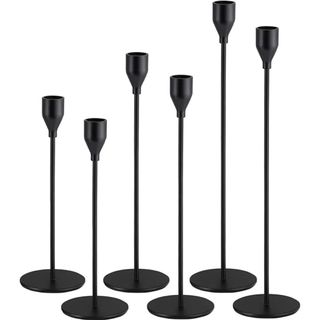 6 Pack Matte Black Candle Holders