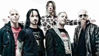 Stone Sour posing for a photograph in 2010